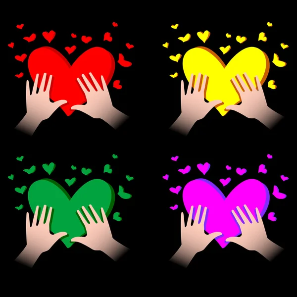 Hands with hearts — Stock Vector
