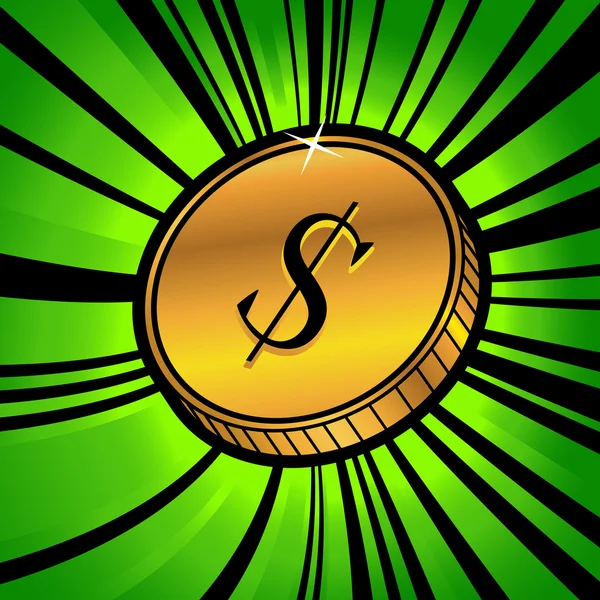 Pièce avec symbole de notre devise dollar — Image vectorielle