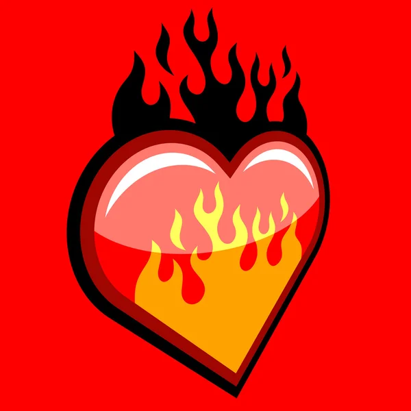 Coração flamejante —  Vetores de Stock