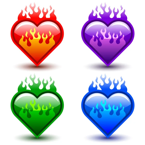 Flaming hearts — Stock Vector