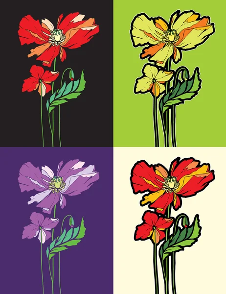 罂粟花 — 图库矢量图片