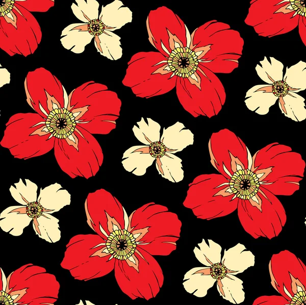 Flor de amapola, textura sin costuras — Vector de stock