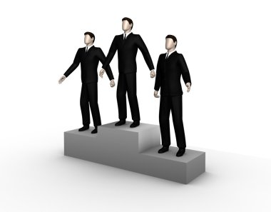 Winners businessman stand on a podium clipart