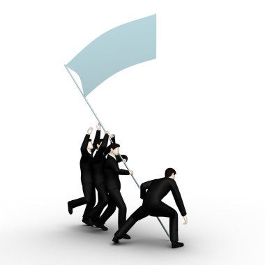 Group of businessmans have lifted flag clipart