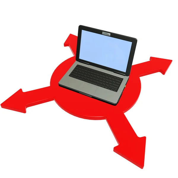 Laptop op rode pijl — Stockfoto