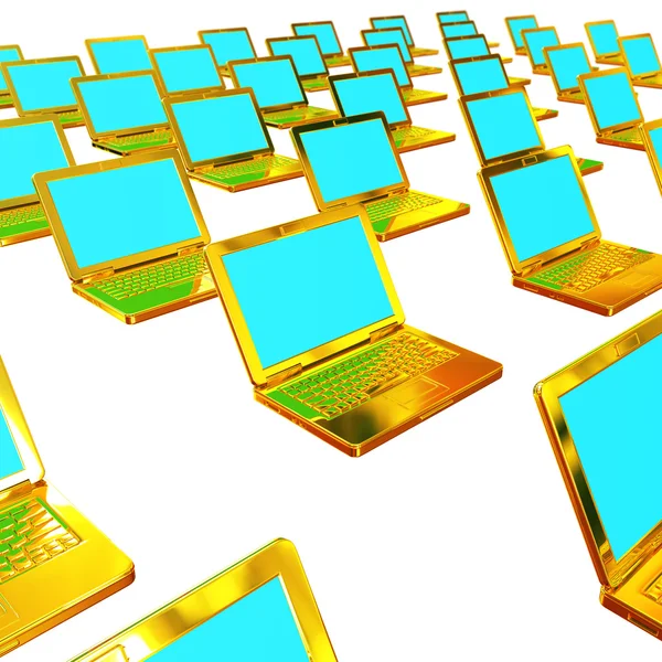 Altın dizüstü bilgisayarlar grubu — Stockfoto