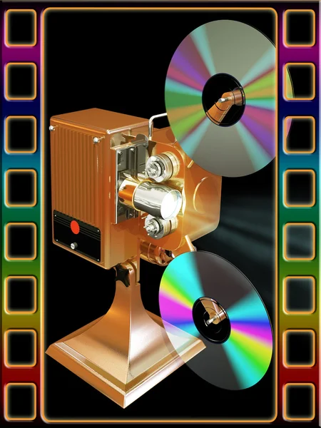 Film projector in frame — Stock Photo, Image