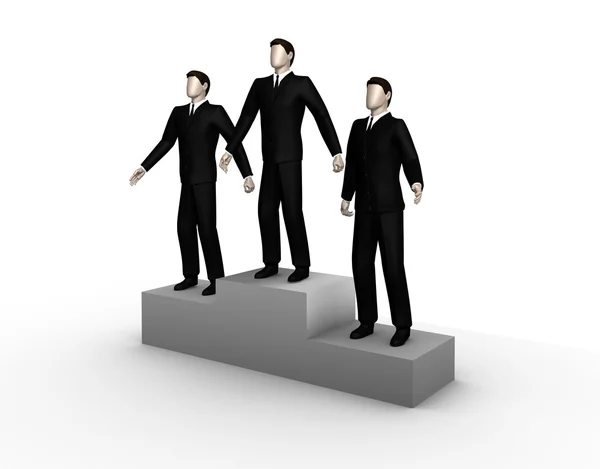 Gagnants homme d'affaires debout sur un podium — Photo