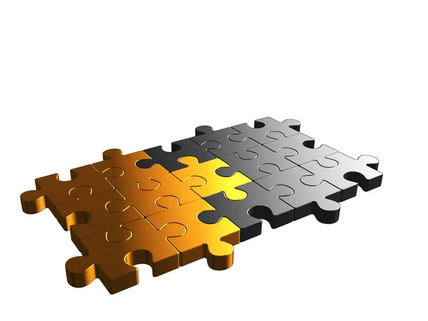Chroom en gouden puzzel — Stockfoto