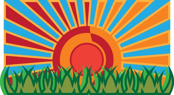 草和太阳 — 图库矢量图片