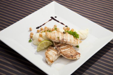 Grilled butterfish w potato puree clipart