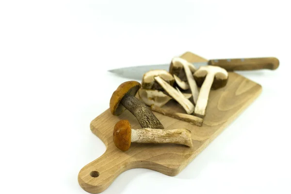 Fresh mushrooms on wooden table — Stock Photo, Image