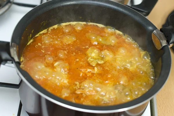 Riz, carottes de viande et épices, cuisson Pilaf ouzbek . — Photo