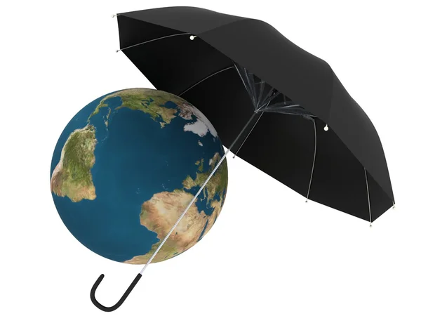 Планета Земля під захистом парасольки Стокова Картинка