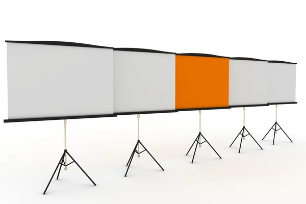 한 오렌지 색상의 휴대용 프로젝터 스크린 스톡 이미지