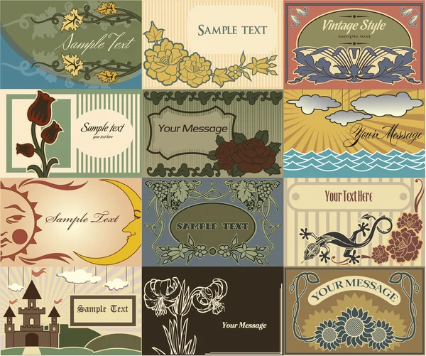 Set of cards in style the Vintage — Stock Vector