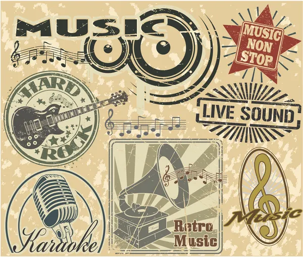 Conjunto de sellos musicales — Archivo Imágenes Vectoriales