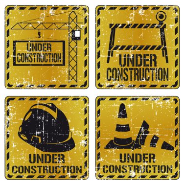 Under construction sticker set clipart