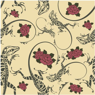 Seamless pattern with lizards clipart