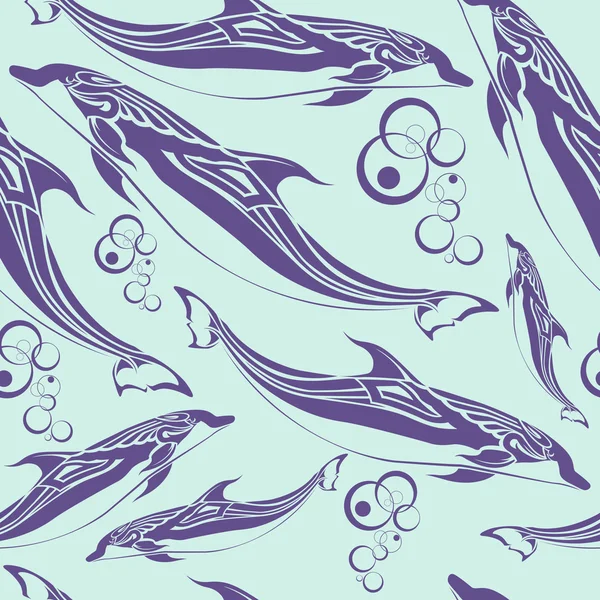 Naadloze tekening met dolfijnen — Stockvector
