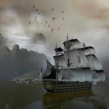 Ship on the sea clipart