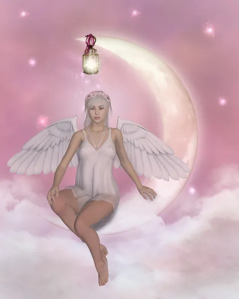 Anioł na księżycu — Zdjęcie stockowe
