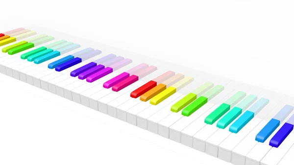 Multi-barevný klavír. — Stock fotografie