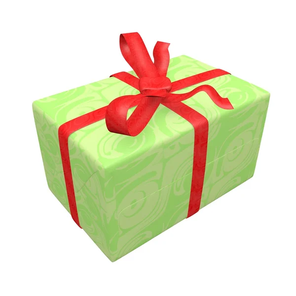 Boîte cadeau verte sur fond blanc . — Photo
