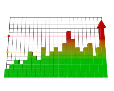 Business bar graph. High quality 3d render. clipart