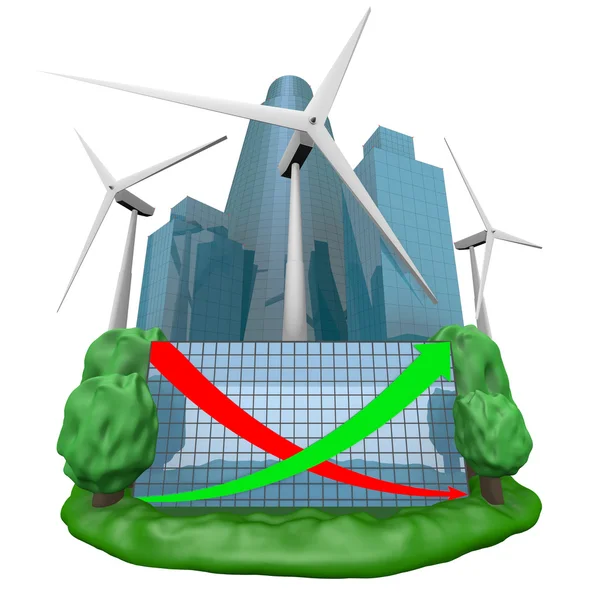 Gerador de turbinas eólicas e a cidade Futura — Fotografia de Stock