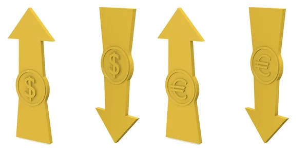 Arrows with euro sign and dollar sign — Stock Photo, Image