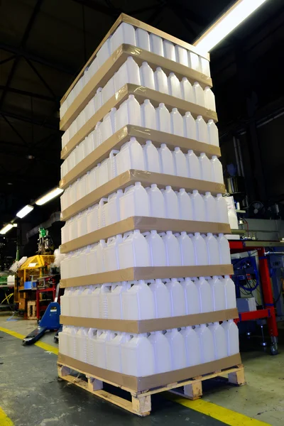 stock image Pallet with plastic containers