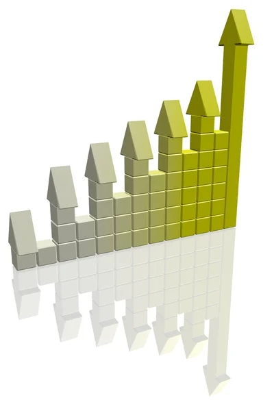 Arrowed gráfico bar isolado sobre branco — Fotografia de Stock