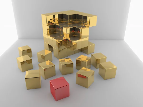 Абстрактные золотые кубики — стоковое фото