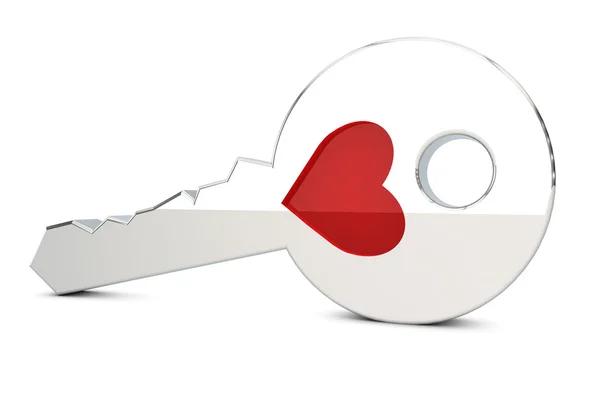 Ключ с символом сердца — стоковое фото