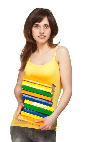 Jong meisje met boeken — Stockfoto