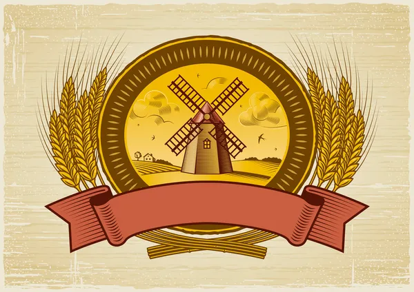 Rótulo da colheita de cereais — Vetor de Stock