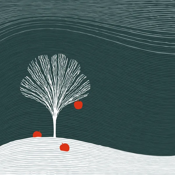 ต้นแอปเปิ้ลฤดูหนาว — ภาพเวกเตอร์สต็อก