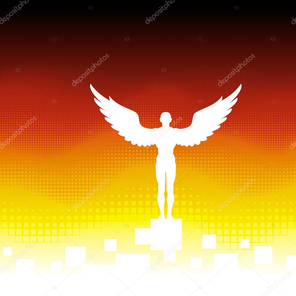 Angel on abstract background