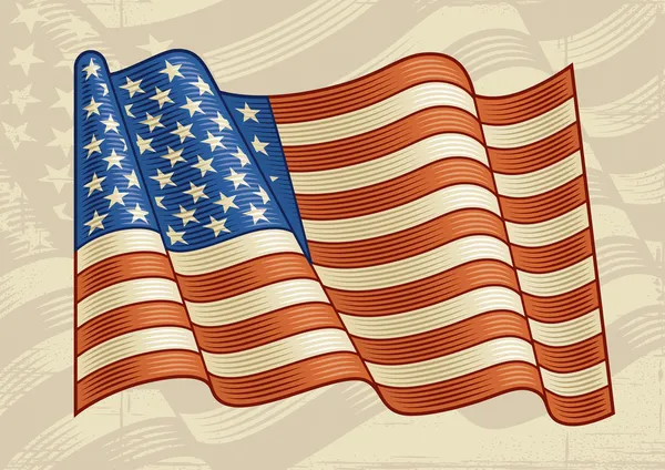 Bandera americana Vintage — Vector de stock
