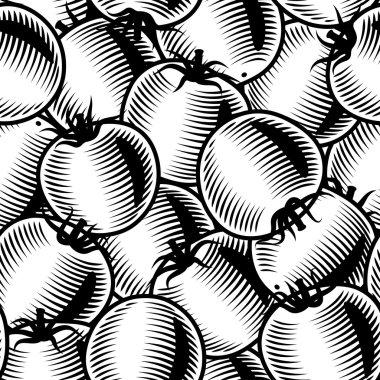 Seamless tomato background black and white clipart