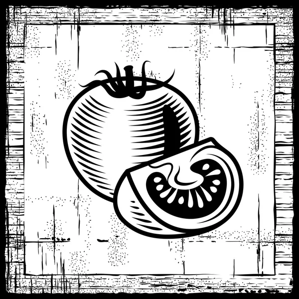Tomate rétro noir et blanc — Image vectorielle