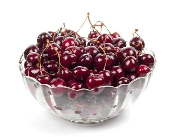 stock image Sweet cherries in glass plate