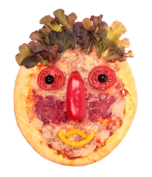 Cara de pizza engraçado — Fotografia de Stock