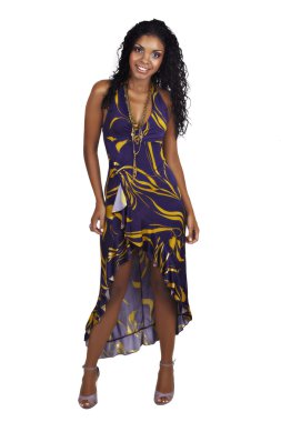 Beautiful African woman with long curly hair clipart