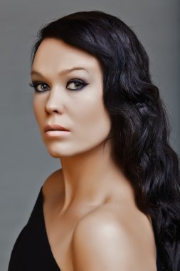Long black hair beauty clipart