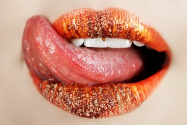 Lips and tongue macro. clipart