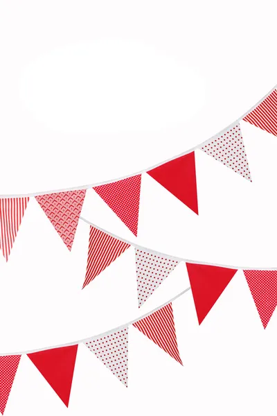 Red and white flags on white background — Stock Photo, Image