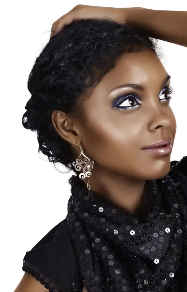 Afrikai nő, göndör haj — Stock Fotó