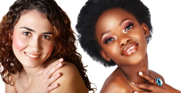 African and caucasian woman — Stock Photo, Image